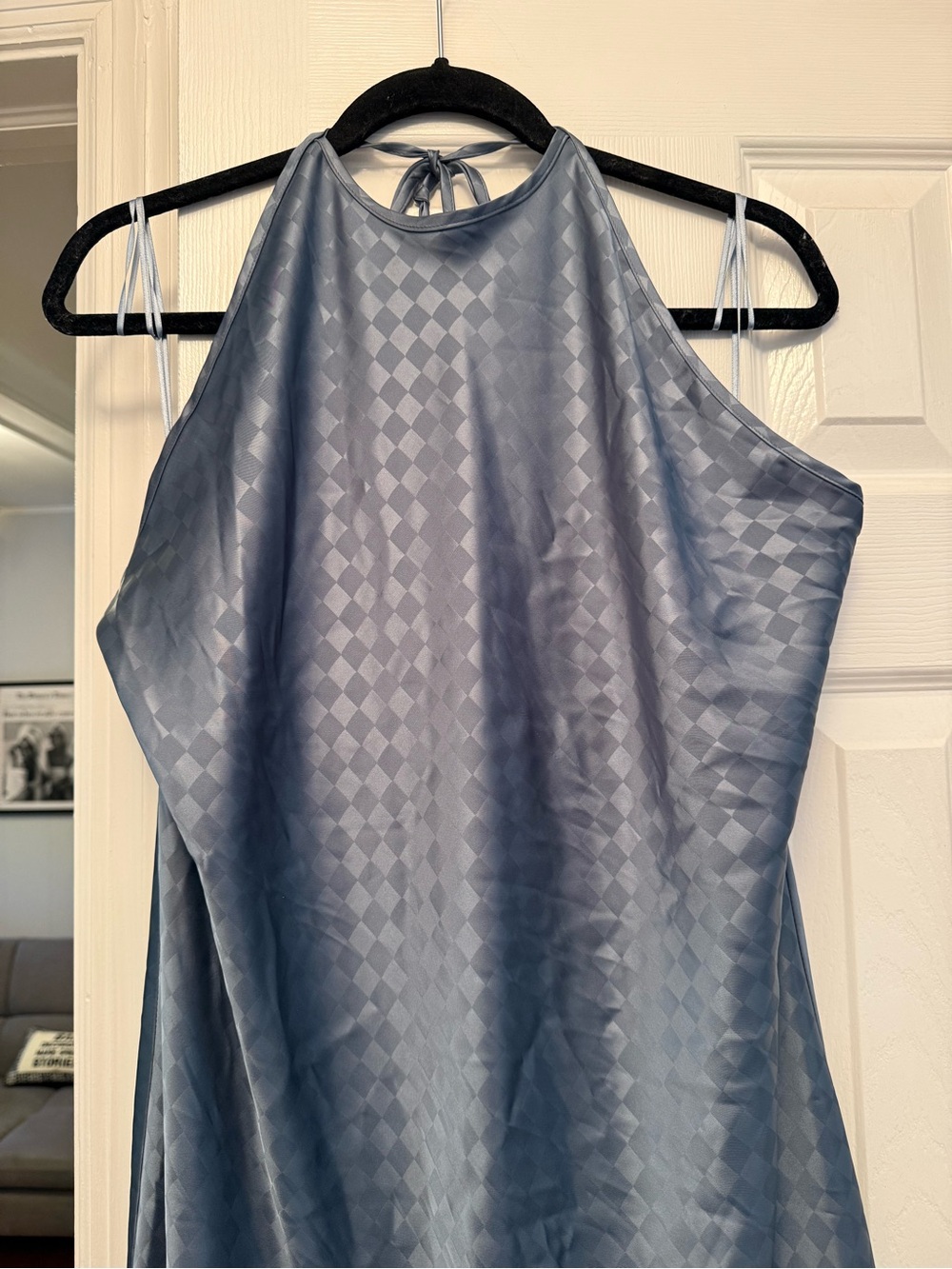 House of Harlow 1960 Blue Check Halter Dress